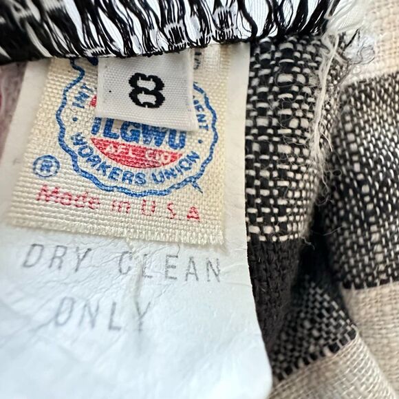 Vintage Buffalo Plaid Shirt Dress Size 8 Black and White Belted Union Made - Picture 9 of 10